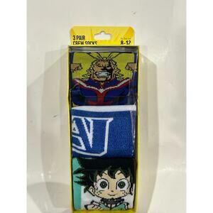 Men’s Crew Socks 3 Pair Size 8-12 My Hero Academia Brand NEW